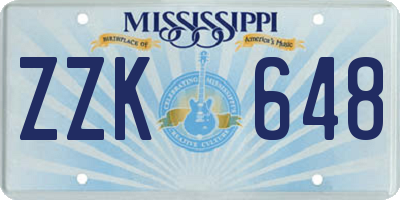 MS license plate ZZK648