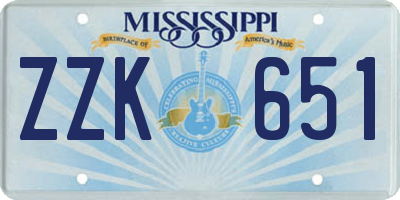 MS license plate ZZK651