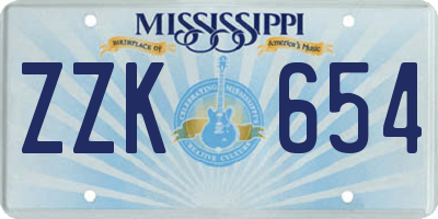 MS license plate ZZK654