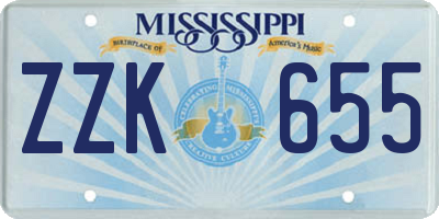 MS license plate ZZK655