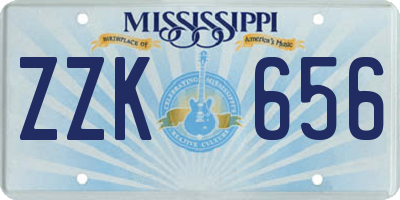 MS license plate ZZK656