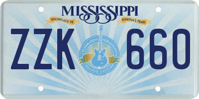 MS license plate ZZK660