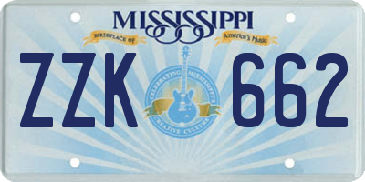 MS license plate ZZK662