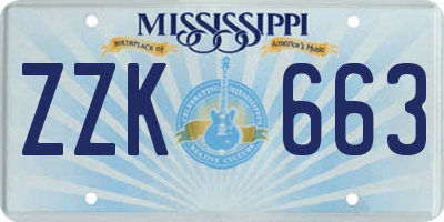 MS license plate ZZK663