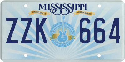 MS license plate ZZK664