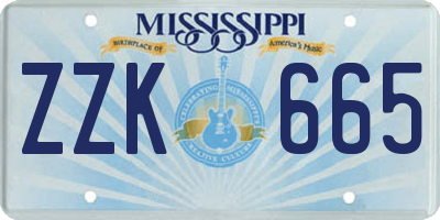 MS license plate ZZK665