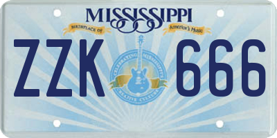 MS license plate ZZK666