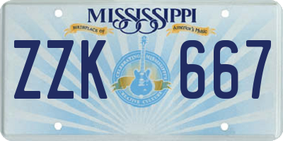 MS license plate ZZK667