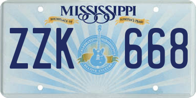 MS license plate ZZK668