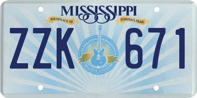 MS license plate ZZK671