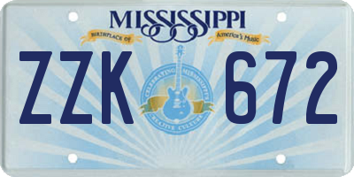 MS license plate ZZK672