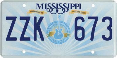 MS license plate ZZK673