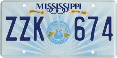 MS license plate ZZK674