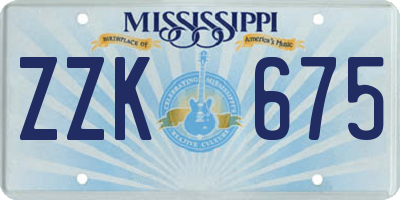 MS license plate ZZK675