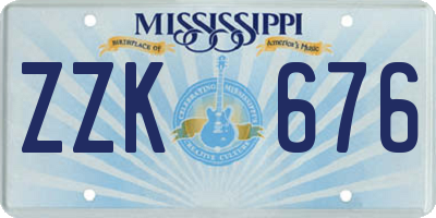 MS license plate ZZK676