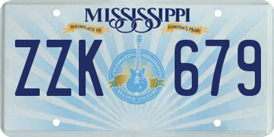 MS license plate ZZK679