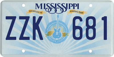 MS license plate ZZK681