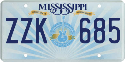 MS license plate ZZK685