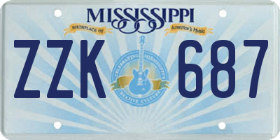 MS license plate ZZK687