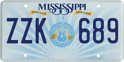 MS license plate ZZK689