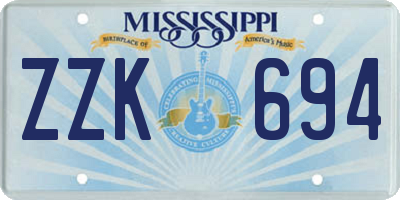 MS license plate ZZK694