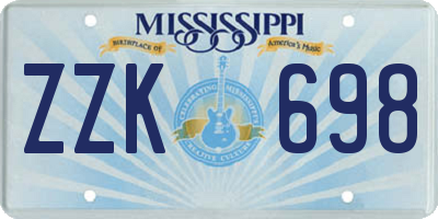 MS license plate ZZK698