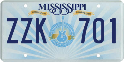 MS license plate ZZK701