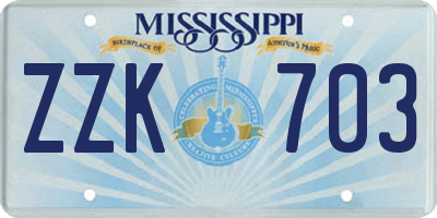 MS license plate ZZK703
