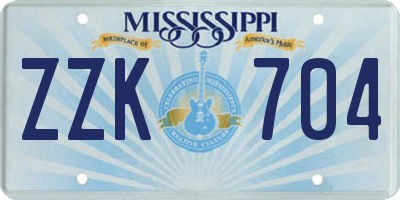 MS license plate ZZK704