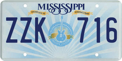 MS license plate ZZK716