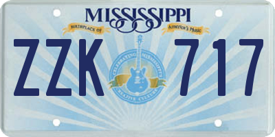 MS license plate ZZK717