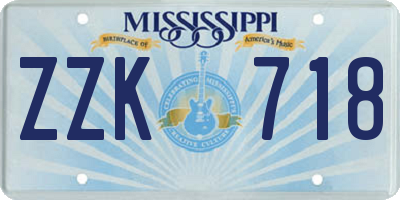 MS license plate ZZK718