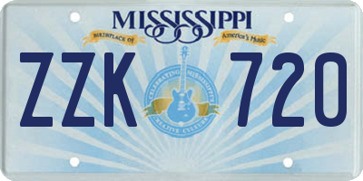 MS license plate ZZK720