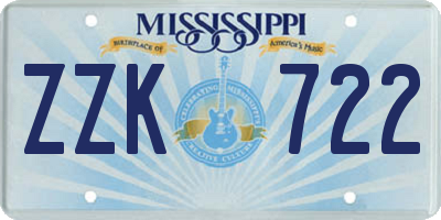 MS license plate ZZK722