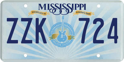 MS license plate ZZK724