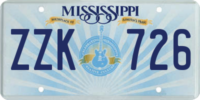 MS license plate ZZK726