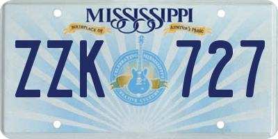 MS license plate ZZK727
