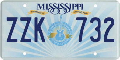 MS license plate ZZK732