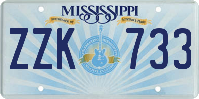 MS license plate ZZK733