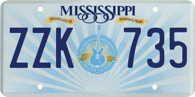 MS license plate ZZK735