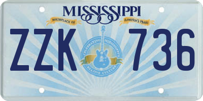 MS license plate ZZK736