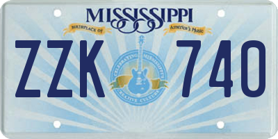 MS license plate ZZK740