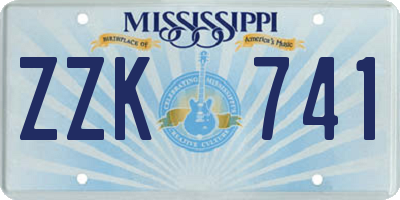 MS license plate ZZK741