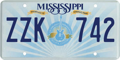 MS license plate ZZK742