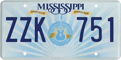 MS license plate ZZK751