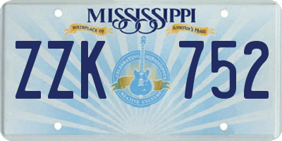 MS license plate ZZK752