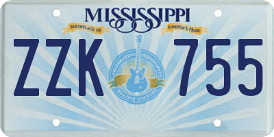 MS license plate ZZK755