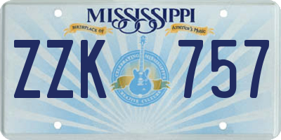 MS license plate ZZK757