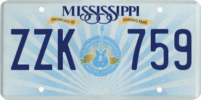 MS license plate ZZK759