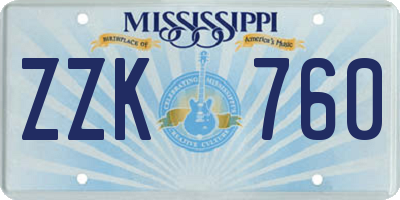 MS license plate ZZK760
